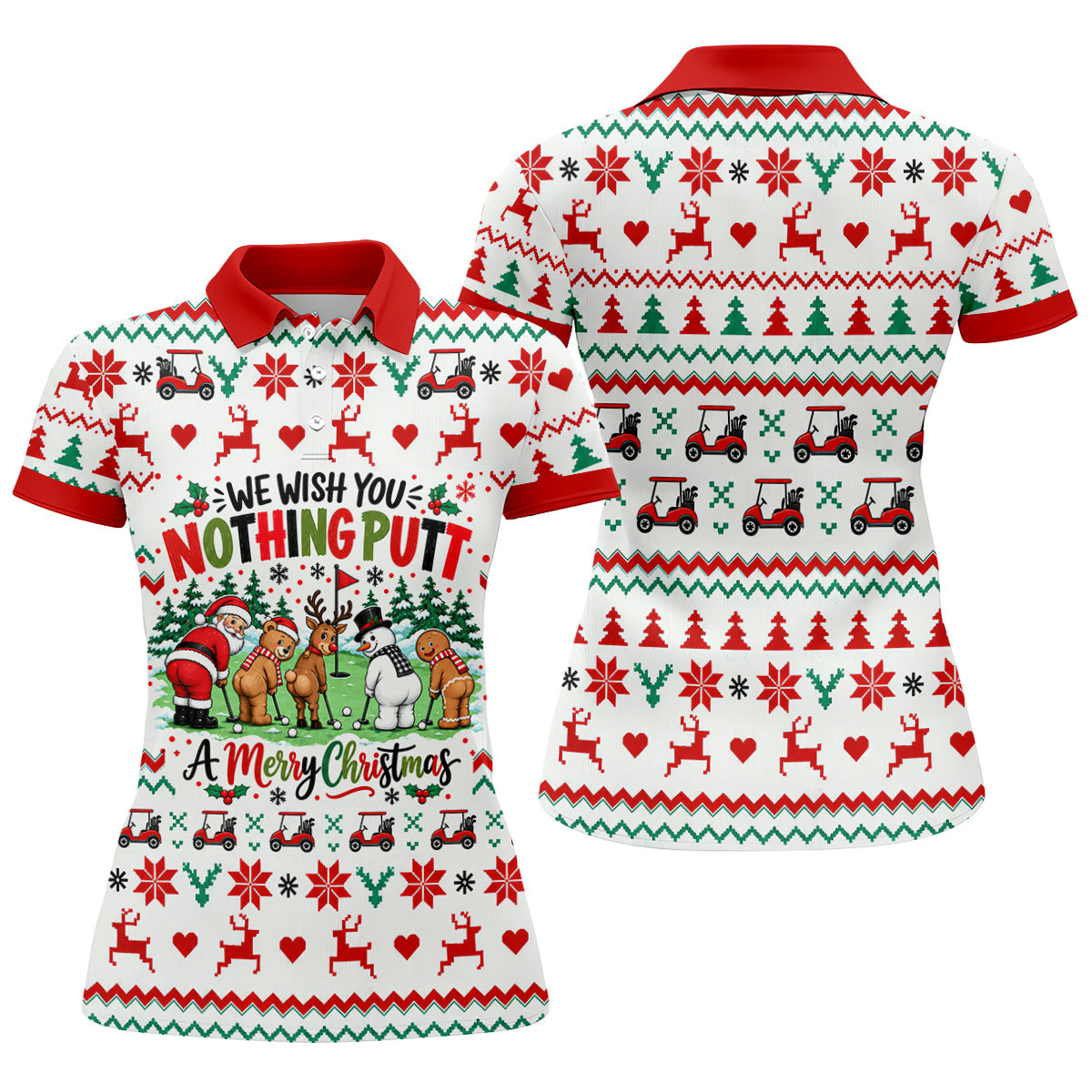 We Wish You Nothing Putt Christmas Golf Shirt, Womens Golf Clothing, Ladies Golf Tops