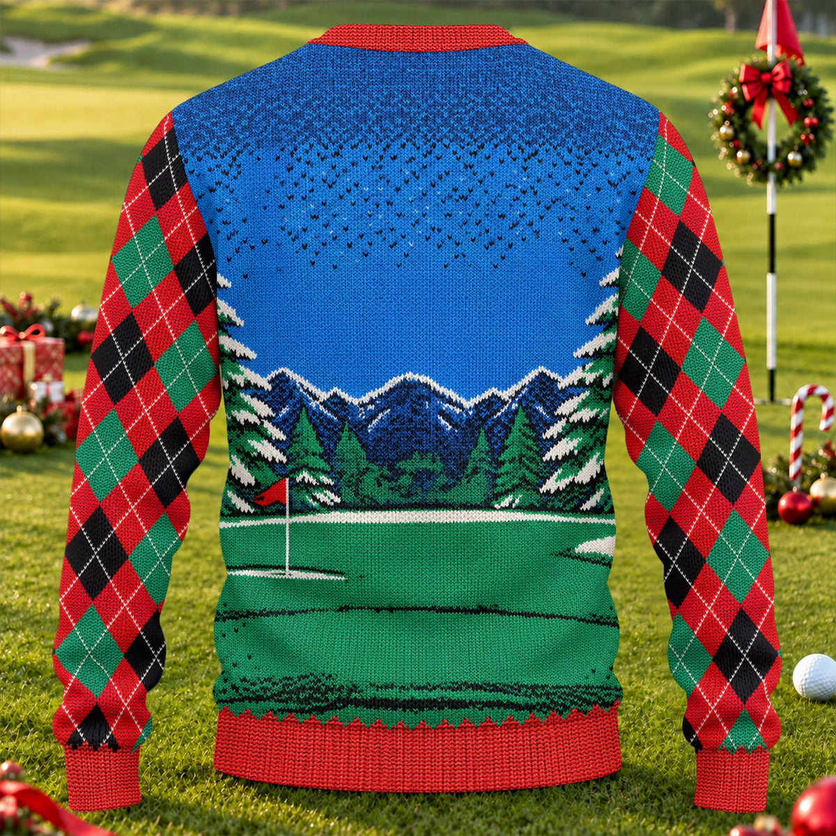 Cheering Santa Golf Scene Ugly Christmas Sweater, Golf Lover Gifts, Christmas Gifts
