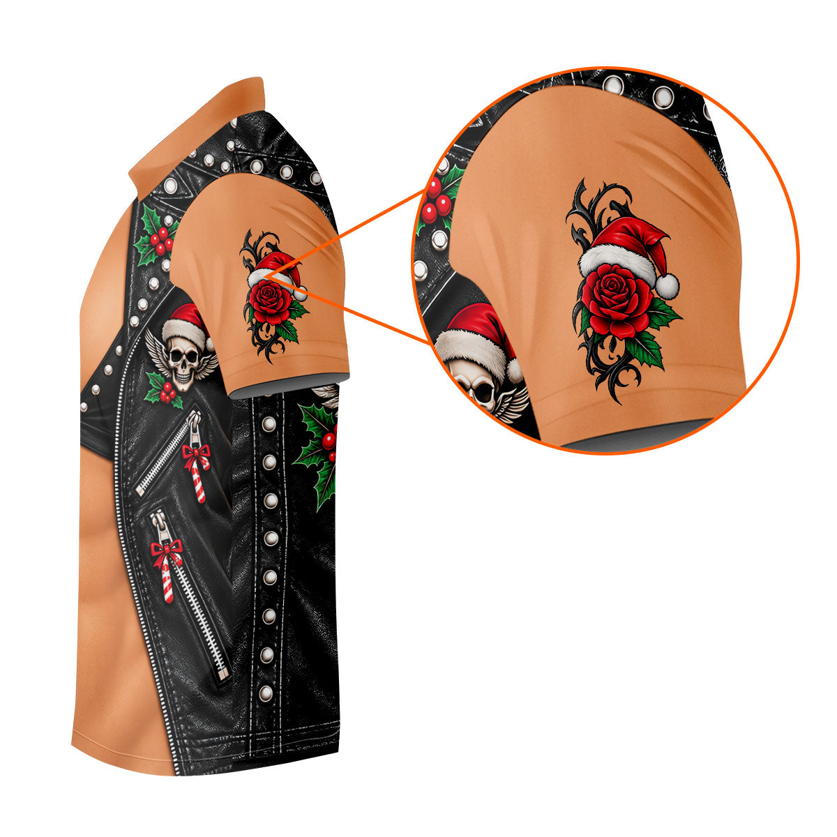 Santa Skull Biker Vest Christmas Golf Shirt, Mens Golf Apparel, Mens Golf Clothing
