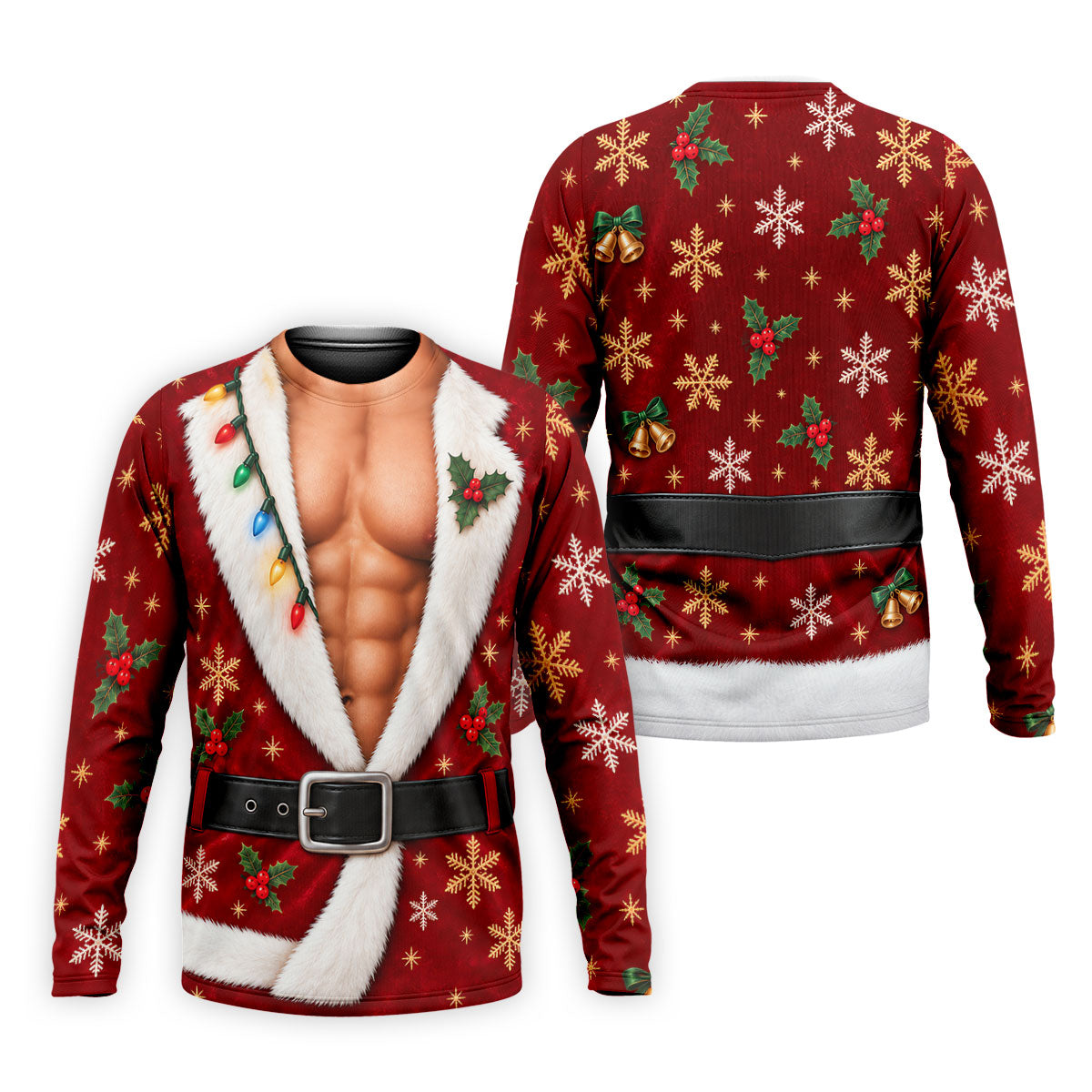 Red Muscle Santa Robe Christmas Golf Shirt, Golf Gifts For Men, Mens Golf Clothing