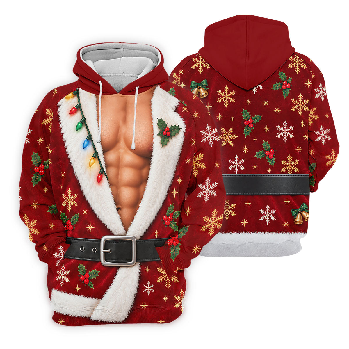 Red Muscle Santa Robe Christmas Golf Shirt, Golf Gifts For Men, Mens Golf Clothing