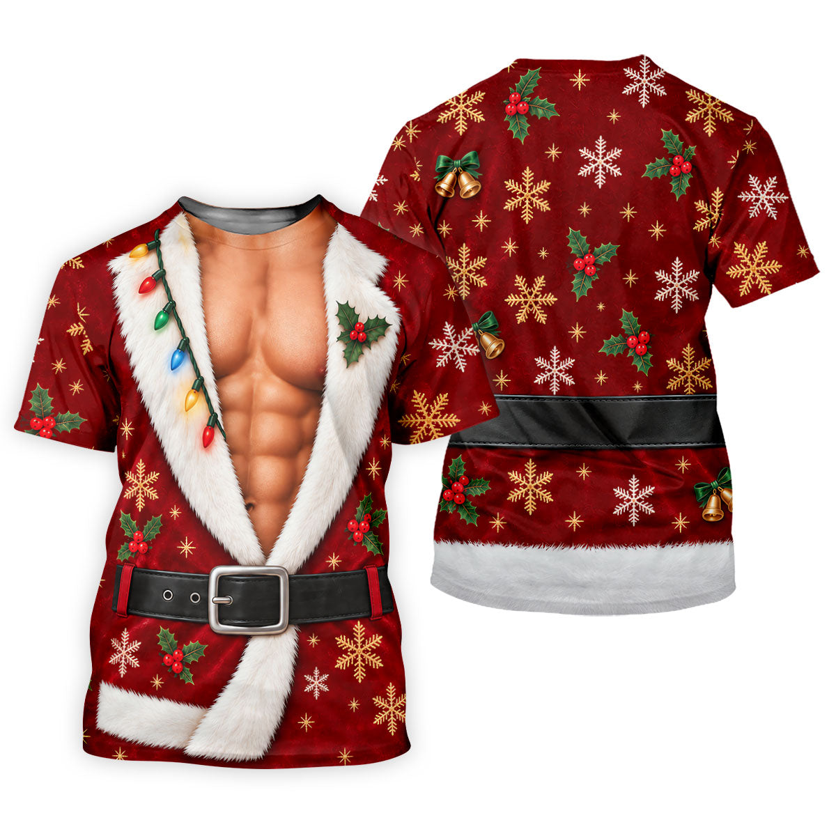 Red Muscle Santa Robe Christmas Golf Shirt, Golf Gifts For Men, Mens Golf Clothing