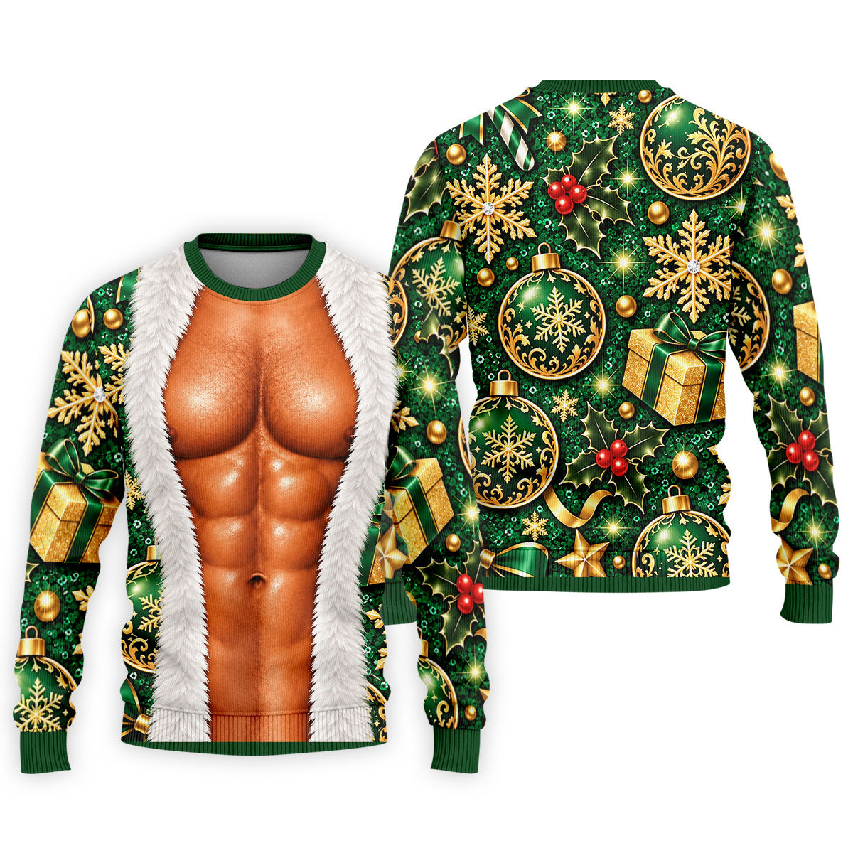 Green Muscle Santa Christmas Golf Shirt, Funny Mens Golf Shirts, Golf Gifts For Men