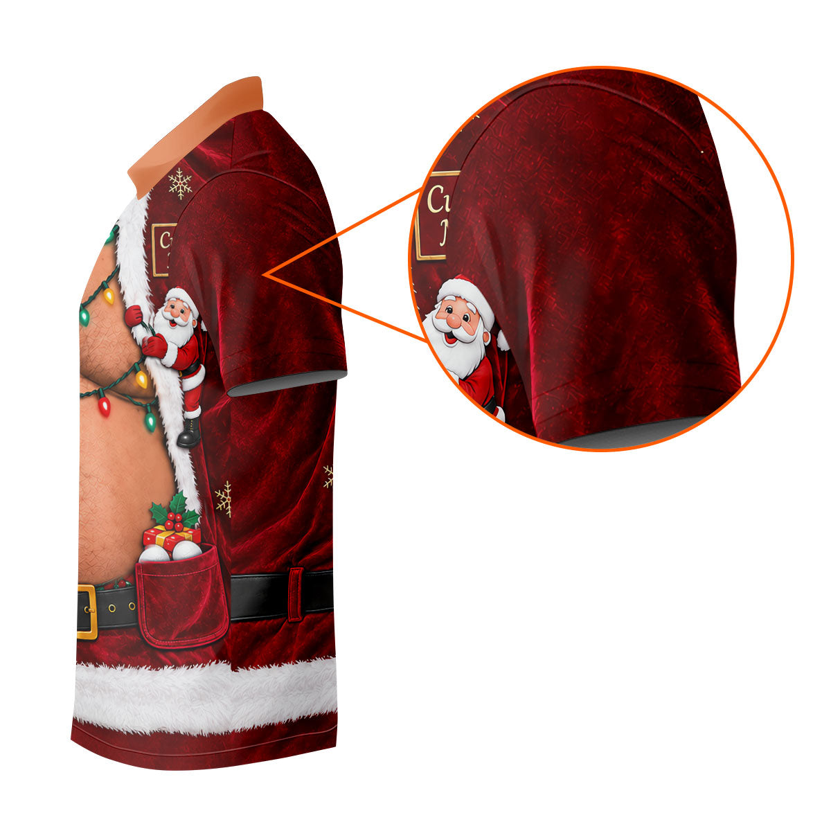 Custom Name Santa Suit Belly Christmas Golf Shirt, Mens Golf Polo, Mens Golf Shirts