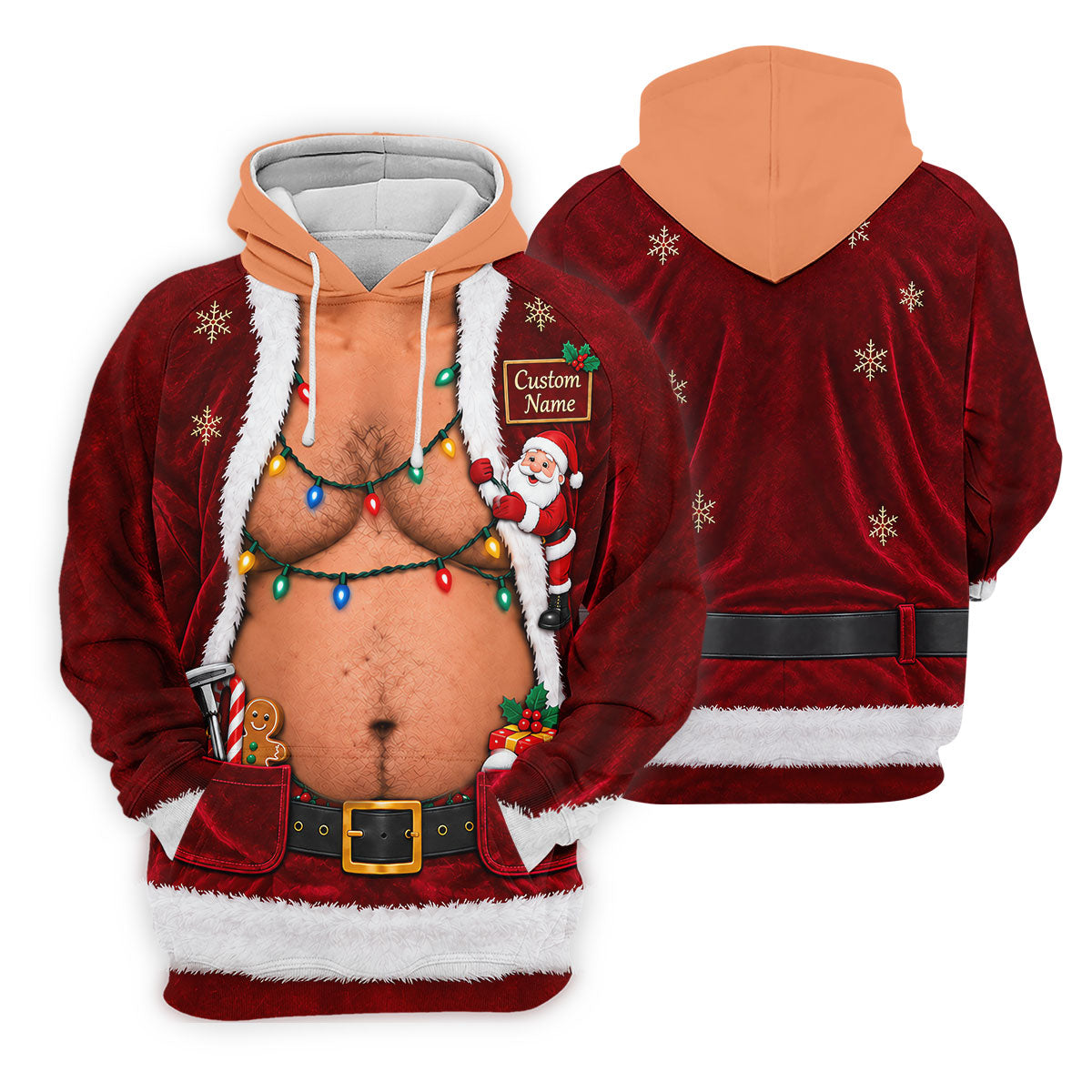 Custom Name Santa Suit Belly Christmas Golf Shirt, Mens Golf Polo, Mens Golf Shirts