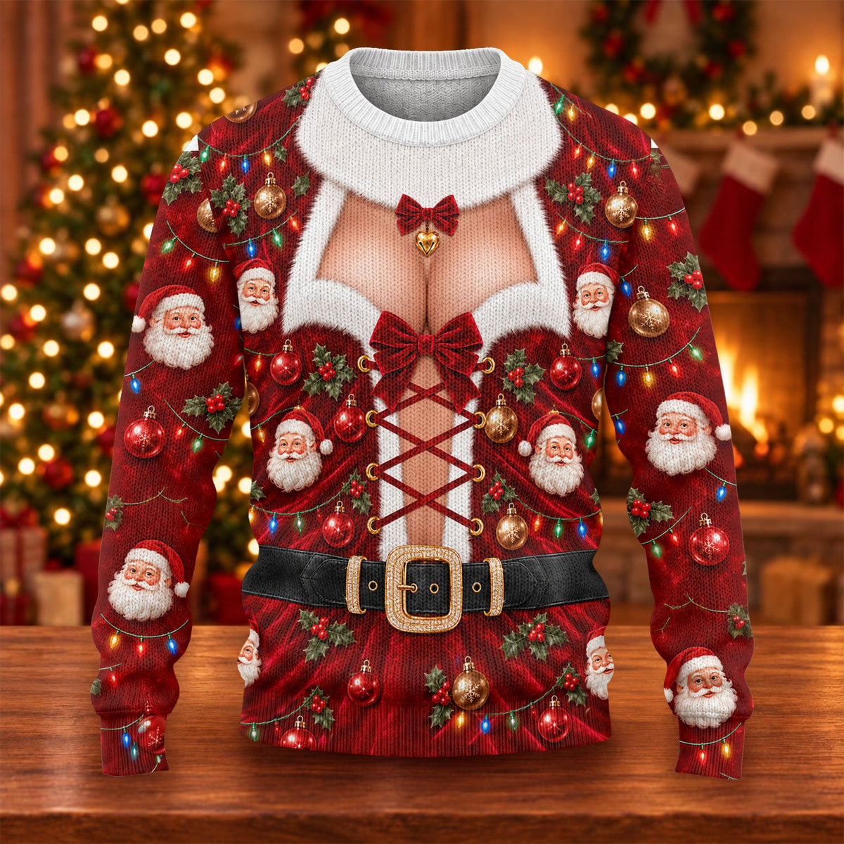 Santa Lace Up Corset Ugly Christmas Sweater, Christmas Golf Gift, Golf Lover Gifts