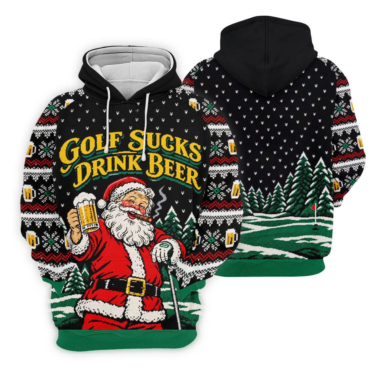 Golf Sucks Drink Beer Santa Christmas Golf Shirt, Mens Golf Polo, Golf Shirts For Men