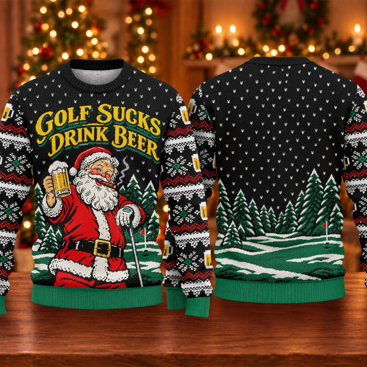 Golf Sucks Drink Beer Santa Ugly Christmas Sweater, Golf Lover Gifts, Funny Xmas Gift