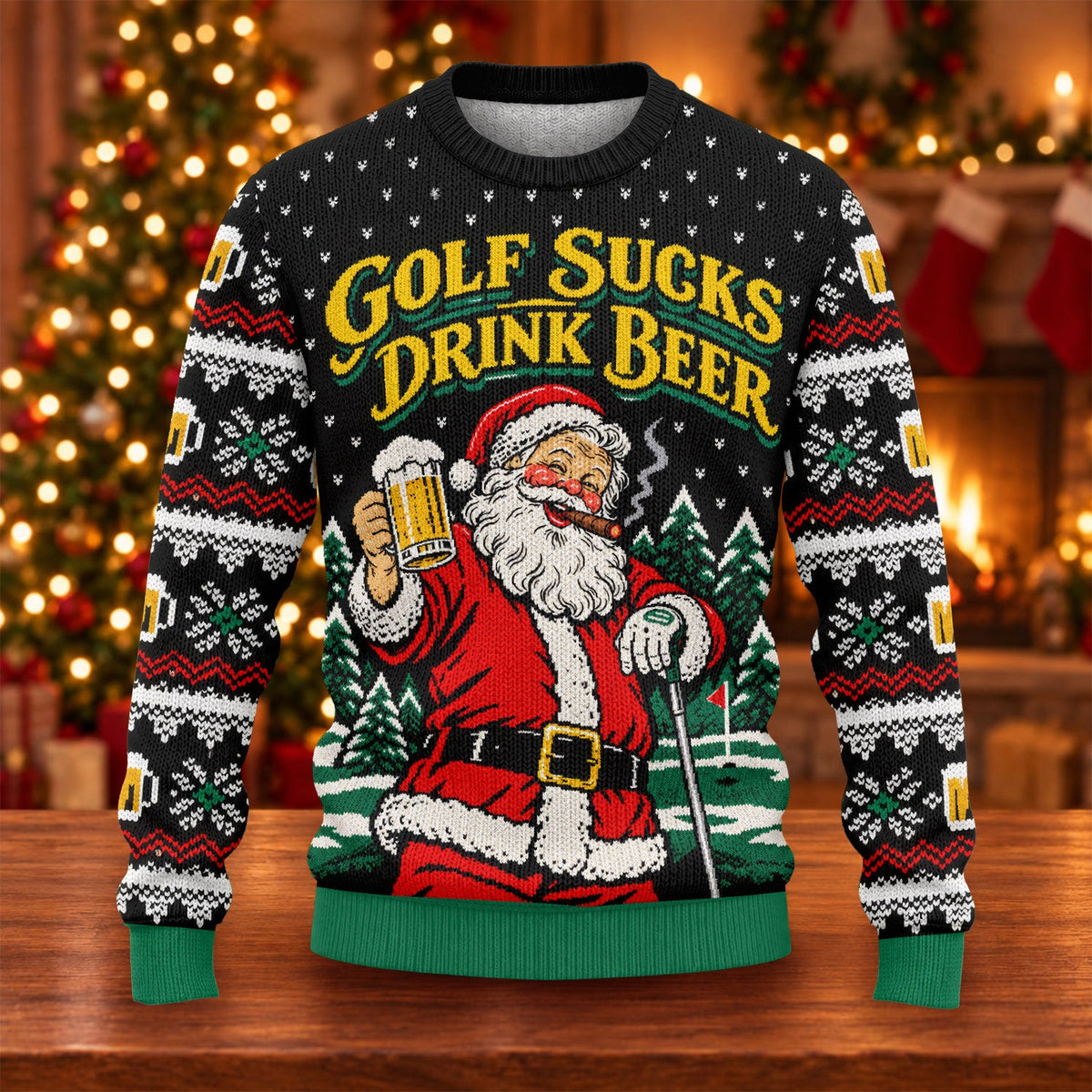 Golf Sucks Drink Beer Santa Ugly Christmas Sweater, Golf Lover Gifts, Funny Xmas Gift