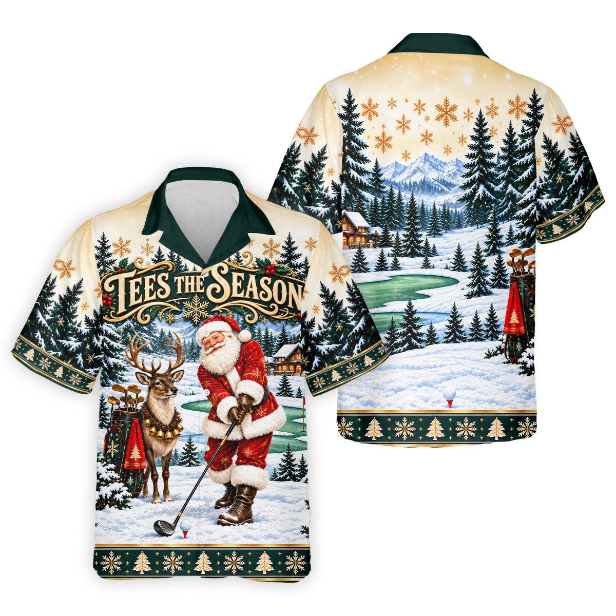 Tees The Season Santa Christmas Golf Shirt, Mens Golf Apparel, Golf Gifts For Men