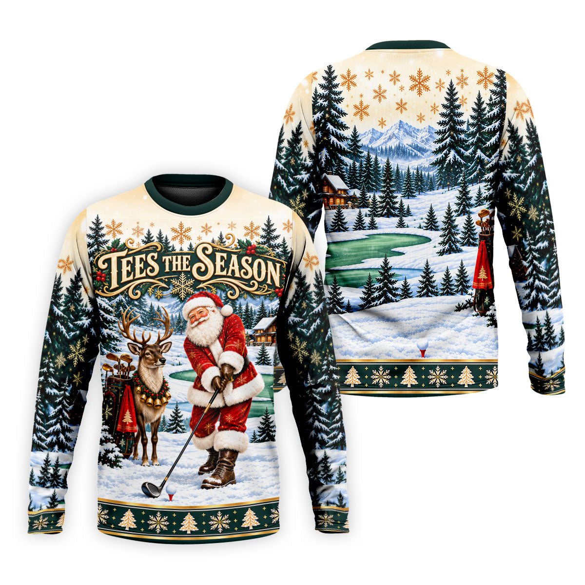 Tees The Season Santa Christmas Golf Shirt, Mens Golf Apparel, Golf Gifts For Men