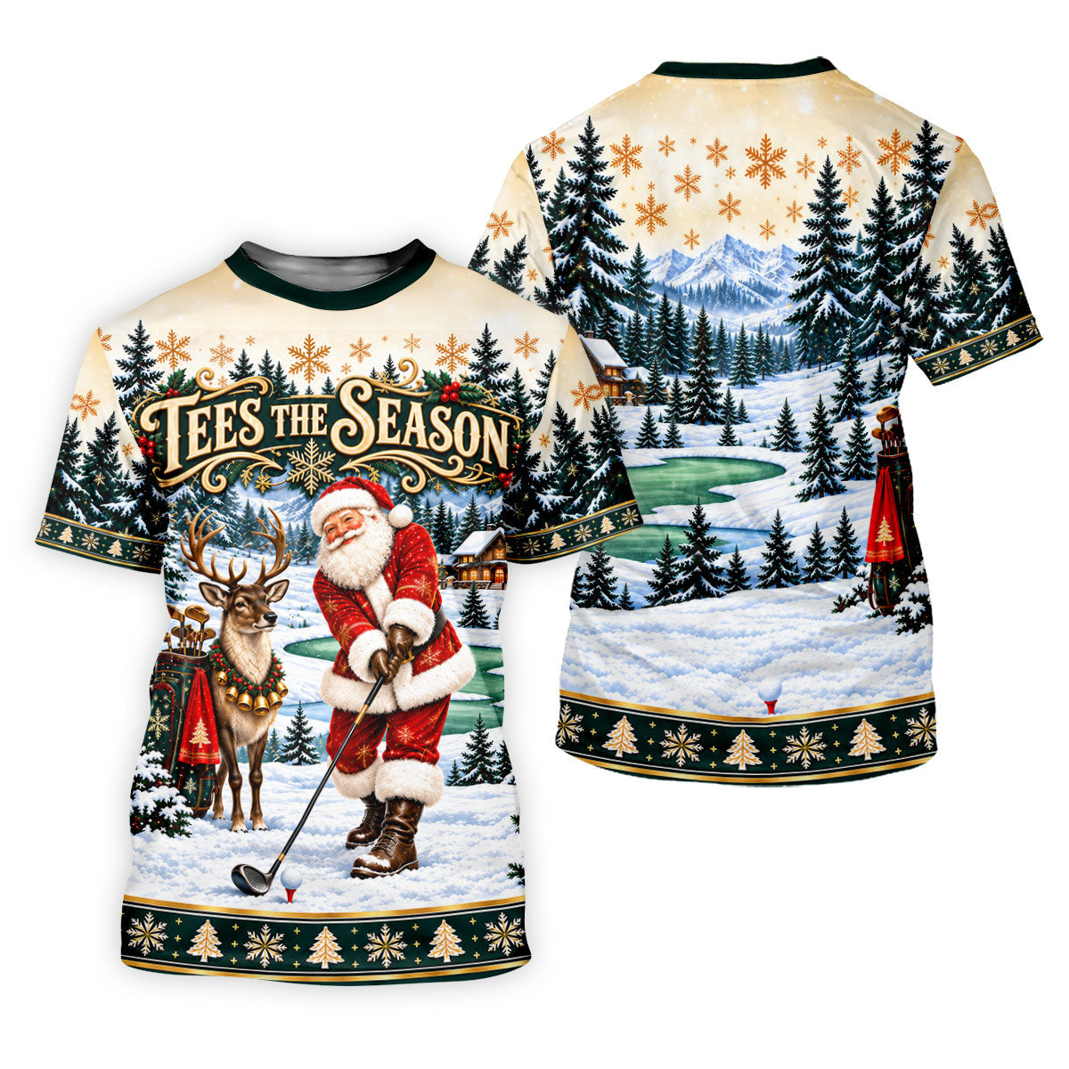 Tees The Season Santa Christmas Golf Shirt, Mens Golf Apparel, Golf Gifts For Men