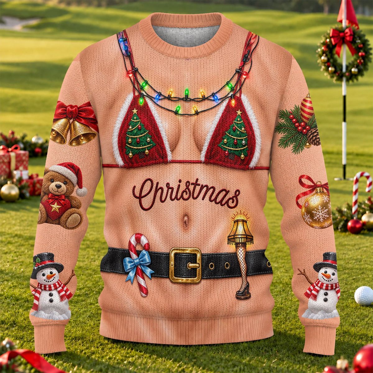 Tree Bikini Lights Ugly Christmas Sweater, Christmas Gifts, Christmas Sweater Gift