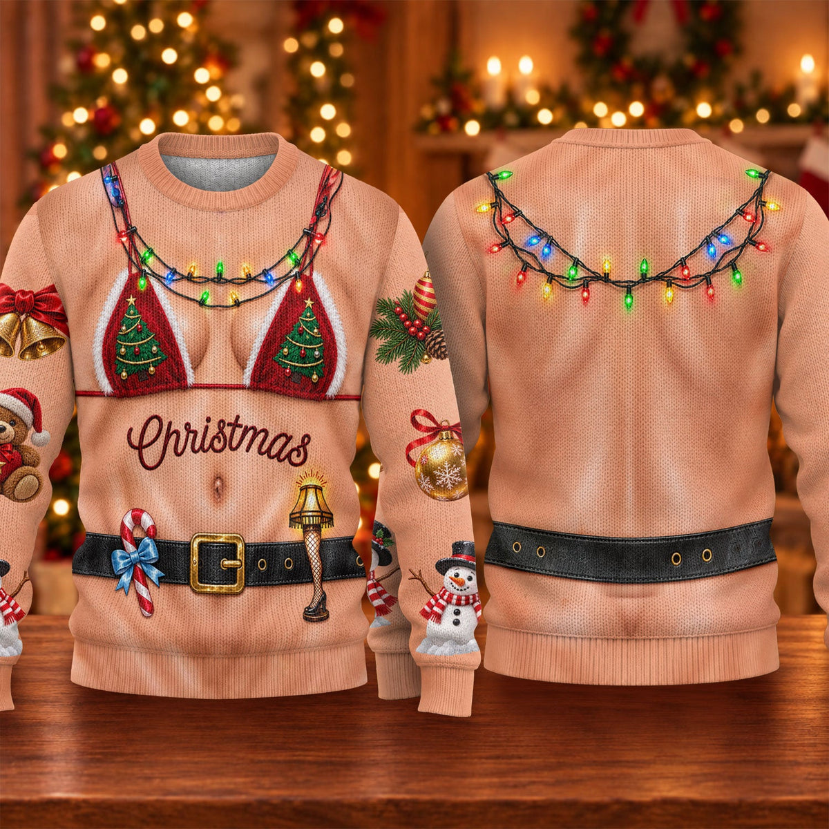 Tree Bikini Lights Ugly Christmas Sweater, Christmas Gifts, Christmas Sweater Gift