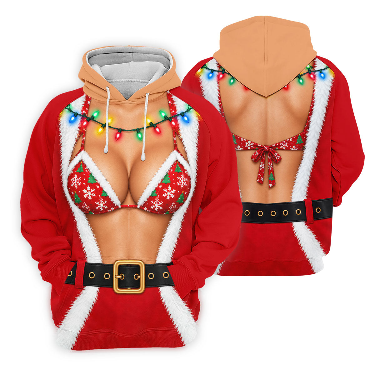 Santa Coat Bikini Lights Christmas Golf Shirt, Golf Polo For Men, Mens Golf Clothing
