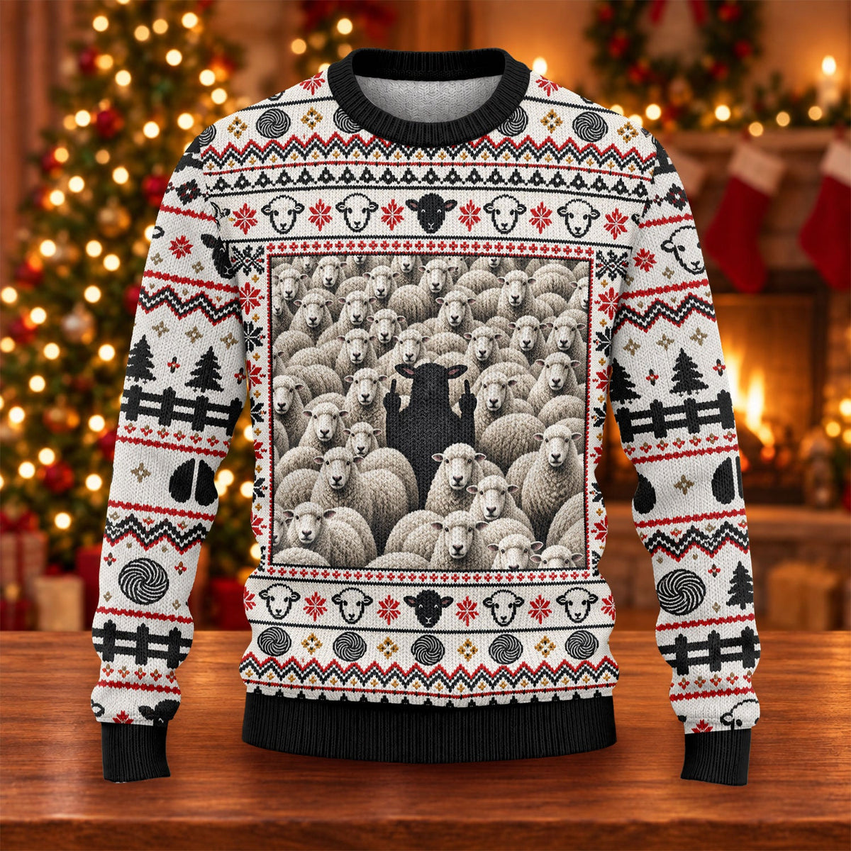 Black Sheep Fair Isle Ugly Christmas Sweater, Funny Christmas Outfit, Christmas Gifts