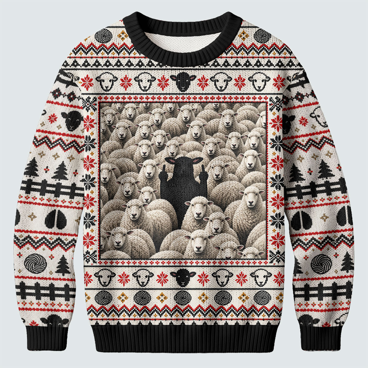 Black Sheep Fair Isle Ugly Christmas Sweater, Funny Christmas Outfit, Christmas Gifts