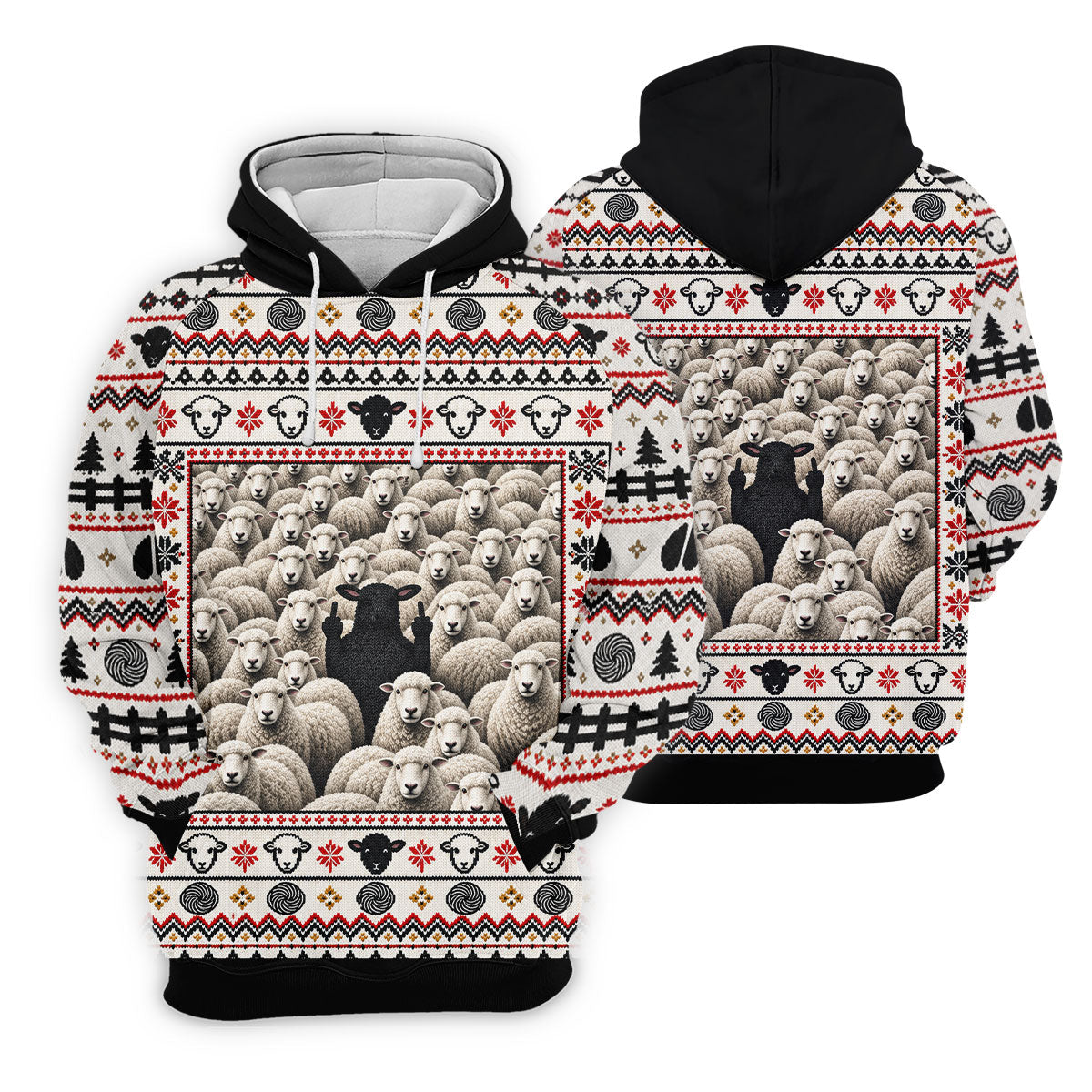 Black Sheep Fair Isle Christmas Golf Shirt, Ladies Golf Apparel, Golf Gifts For Women