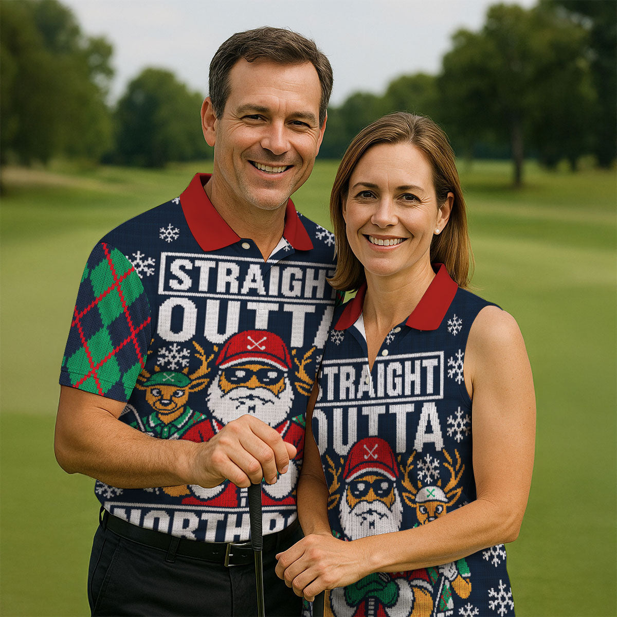 Straight Outta North Pole Christmas Golf Shirt, Mens Golf Apparel, Mens Golf Clothing
