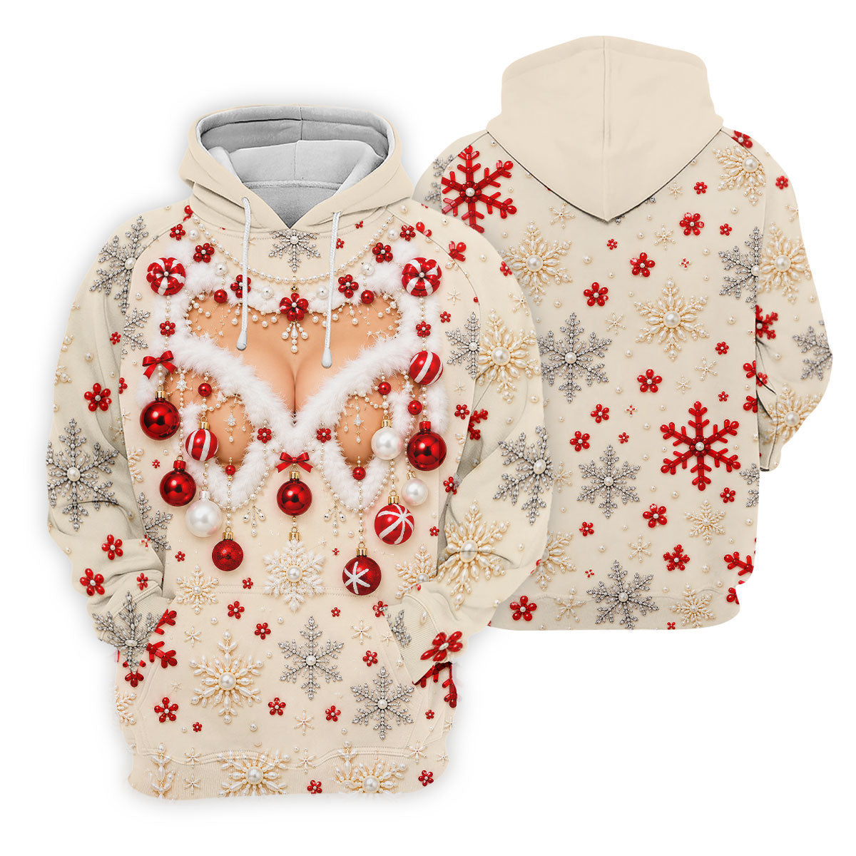 White Ornament Lace Christmas Golf Shirt, Golf Gifts For Women, Ladies Golf Apparel