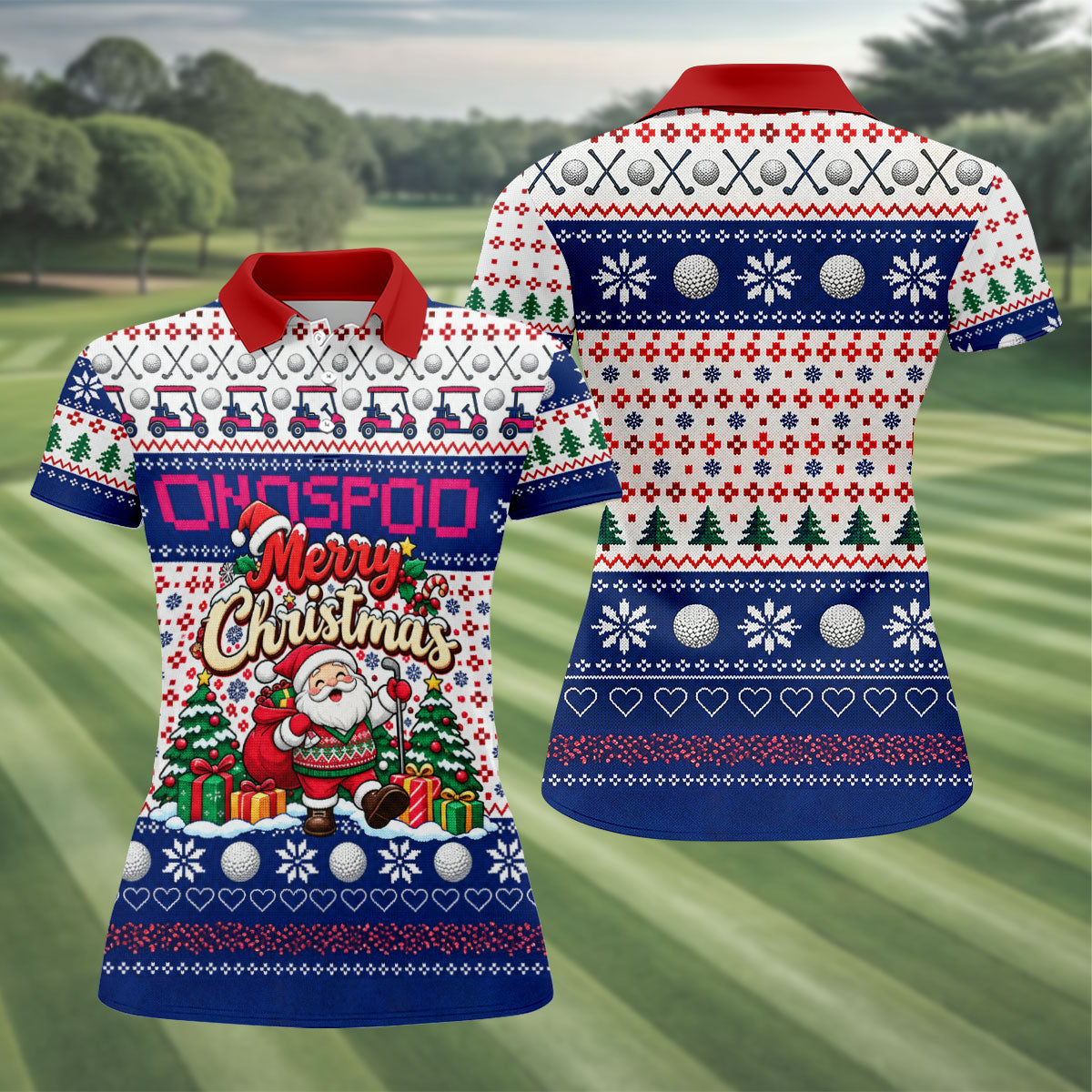 Santa Golf Balls Merry Christmas Golf Shirt, Womens Golf Tops, Ladies Golf Shirts