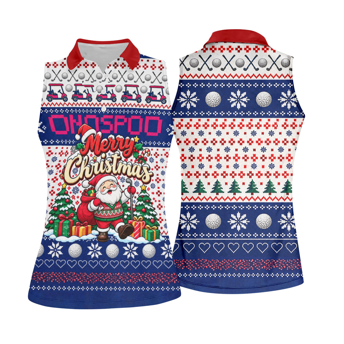 Santa Golf Balls Merry Christmas Golf Shirt, Womens Golf Tops, Ladies Golf Shirts