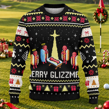 Ugly Christmas Sweater Merry Glizzmas Hot Dogs, Christmas Golf Gift, Golf Lover Gifts