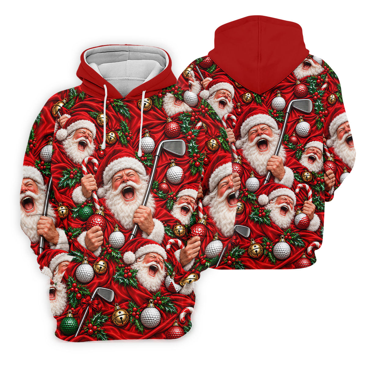 Santa Golf Ornaments Christmas Golf Shirt, Golf Shirts For Men, Mens Golf Shirts