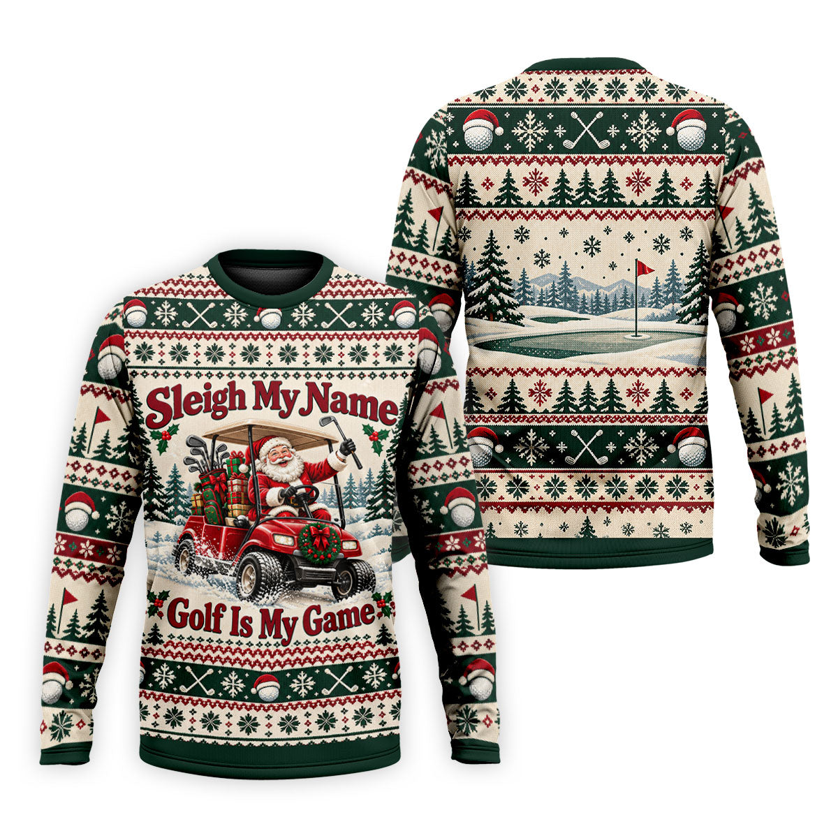 Sleigh My Name Golf Cart Christmas Golf Shirt, Mens Golf Polo, Mens Golf Apparel
