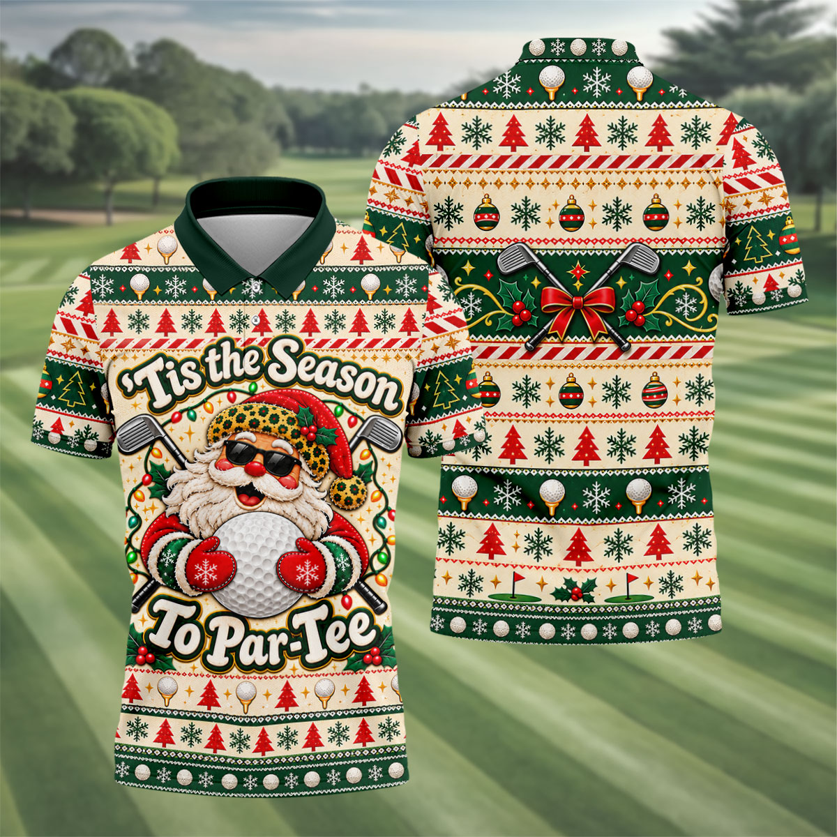 Tis The Season To Par-Tee Christmas Golf Shirt, Mens Golf Polo, Golf Shirts For Men