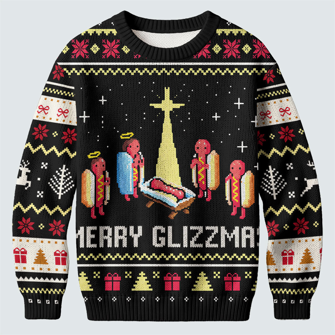 Ugly Christmas Sweater Merry Glizzmas Hot Dogs, Christmas Golf Gift, Golf Lover Gifts