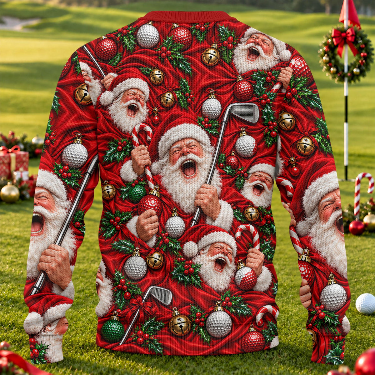 Ugly Christmas Sweater Santa Golf Ornaments, Ugly Sweater Party, Christmas Gifts