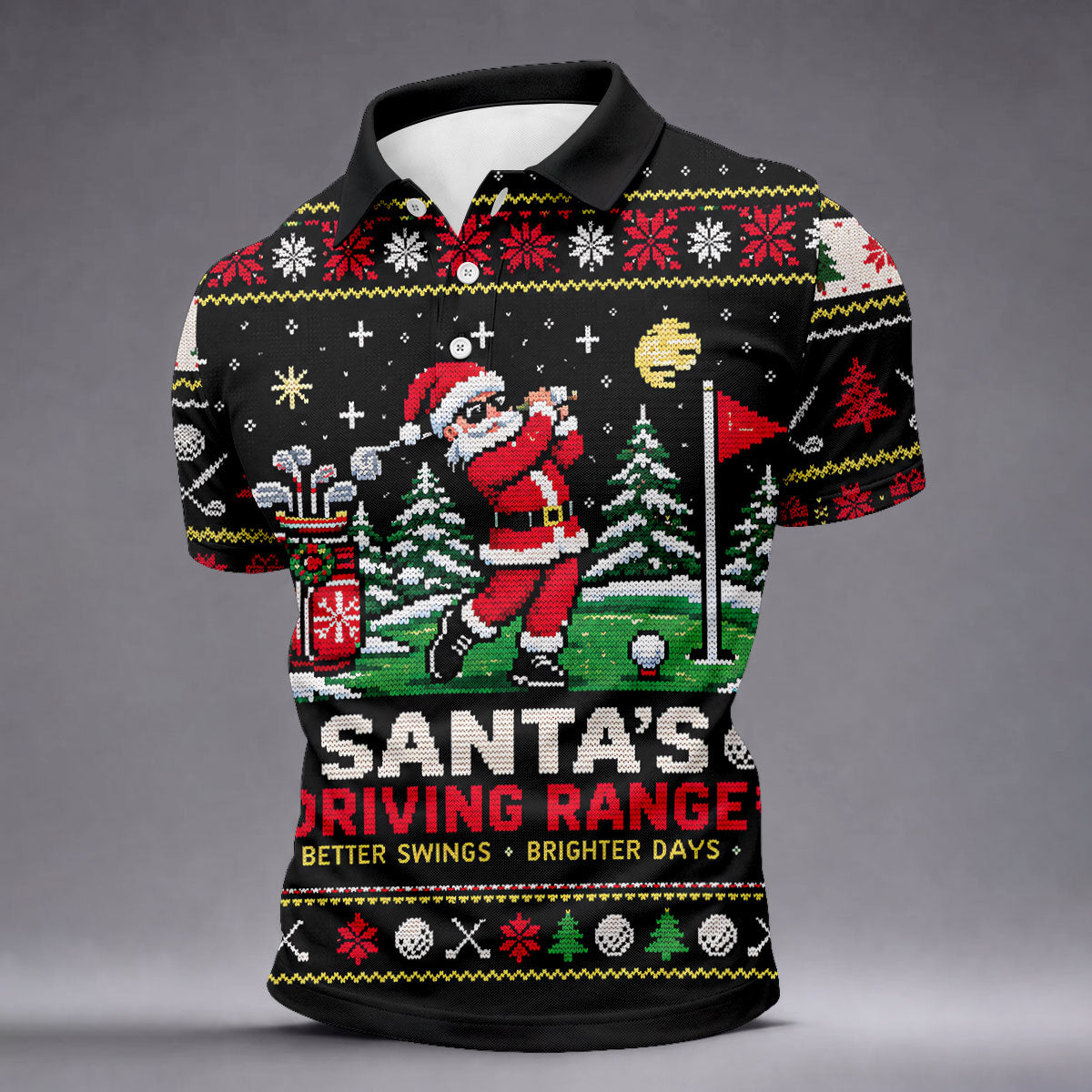 Santa Driving Range Christmas Golf Shirt, Golf Shirts For Men, Mens Golf Apparel
