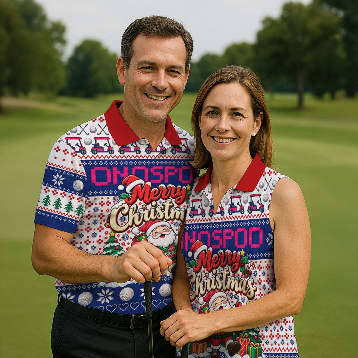 Santa Golf Balls Merry Christmas Golf Shirt, Mens Golf Polo, Funny Mens Golf Shirts
