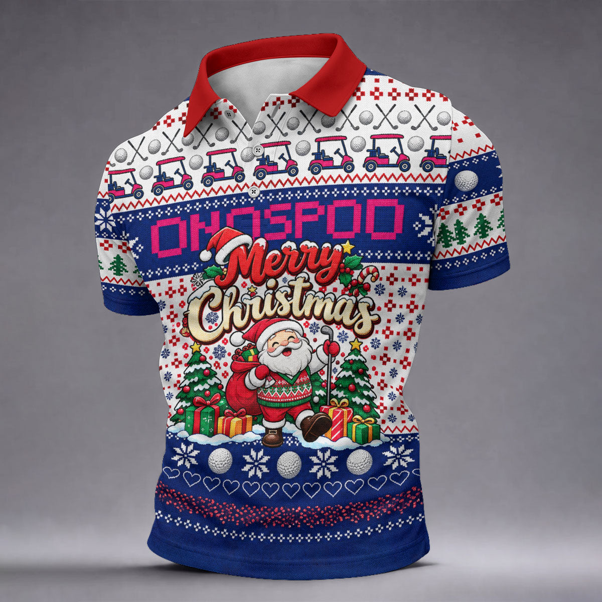 Santa Golf Balls Merry Christmas Golf Shirt, Mens Golf Polo, Funny Mens Golf Shirts