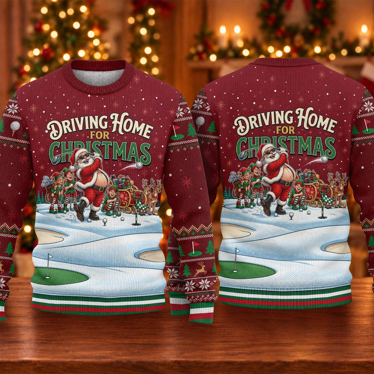 Ugly Christmas Sweater Driving Home For Christmas, Golf Lover Gifts, Funny Xmas Gift