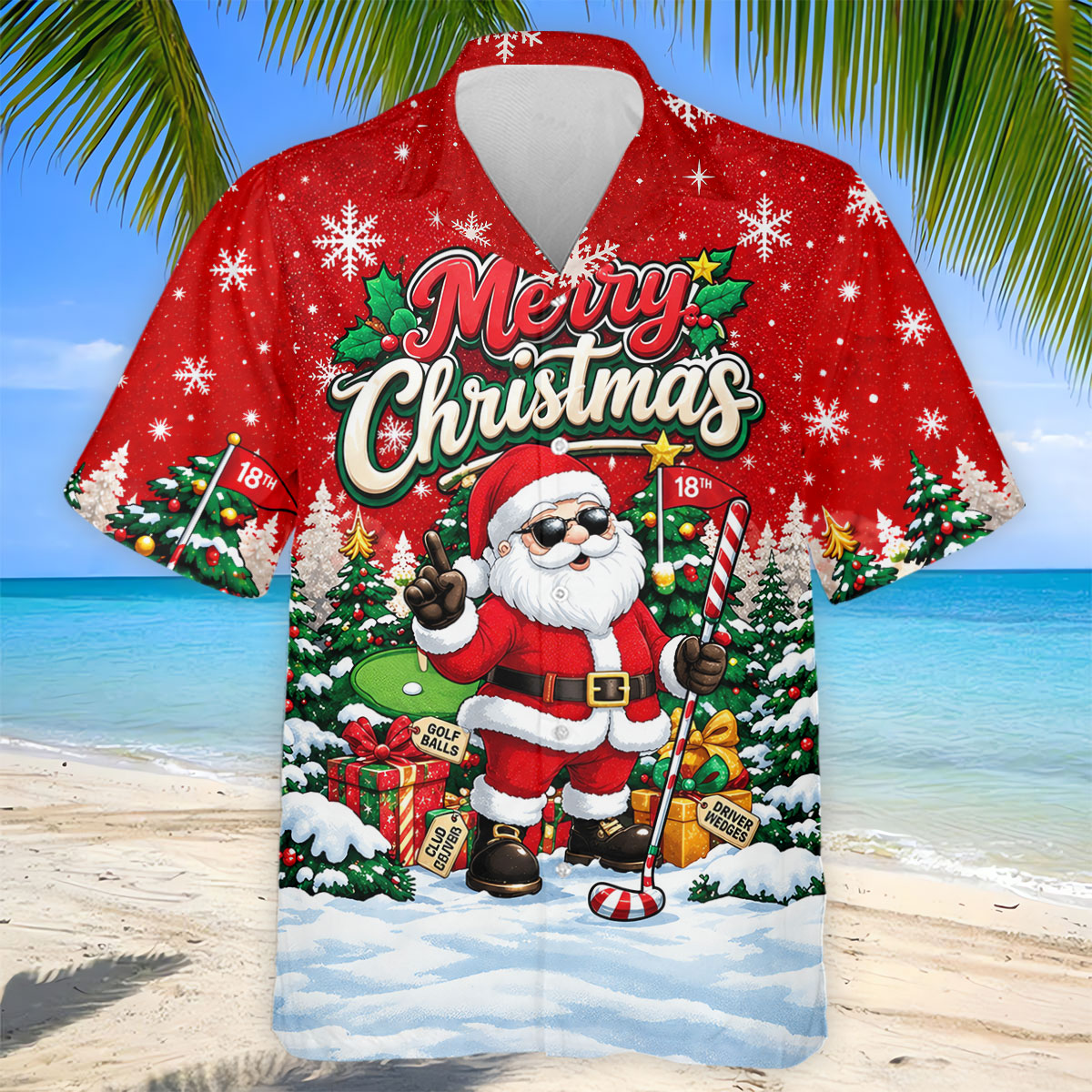 Retro Merry Christmas Script Christmas Golf Shirt, Mens Golf Polo, Mens Golf Shirts