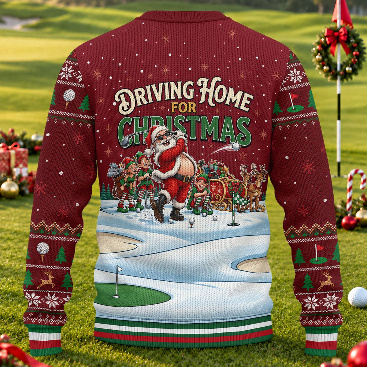 Ugly Christmas Sweater Driving Home For Christmas, Golf Lover Gifts, Funny Xmas Gift