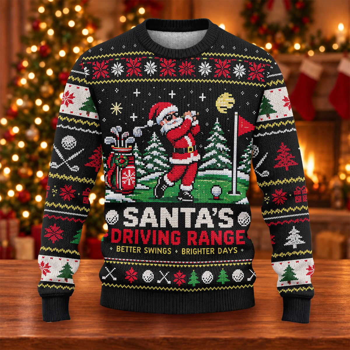 Ugly Christmas Sweater Santa Driving Range, Ugly Sweater Party, Holiday Party Sweater