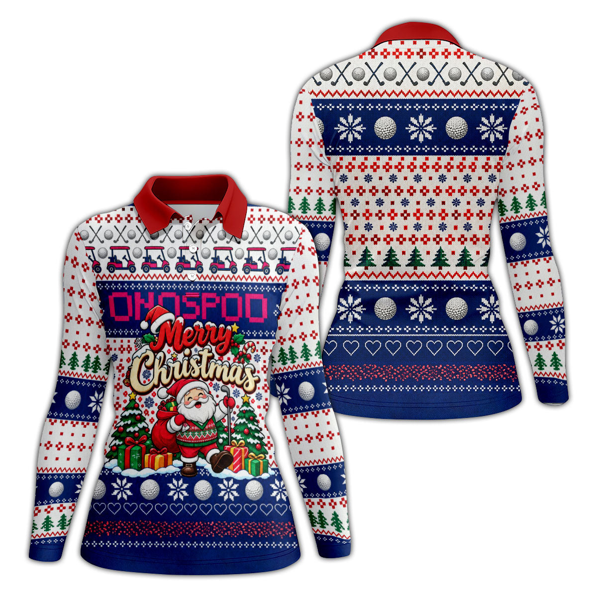 Santa Golf Balls Merry Christmas Golf Shirt, Womens Golf Tops, Womens Golf Clothing