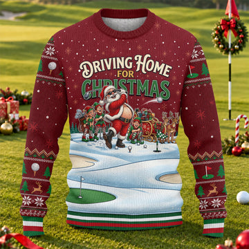 Ugly Christmas Sweater Driving Home For Christmas, Golf Lover Gifts, Funny Xmas Gift