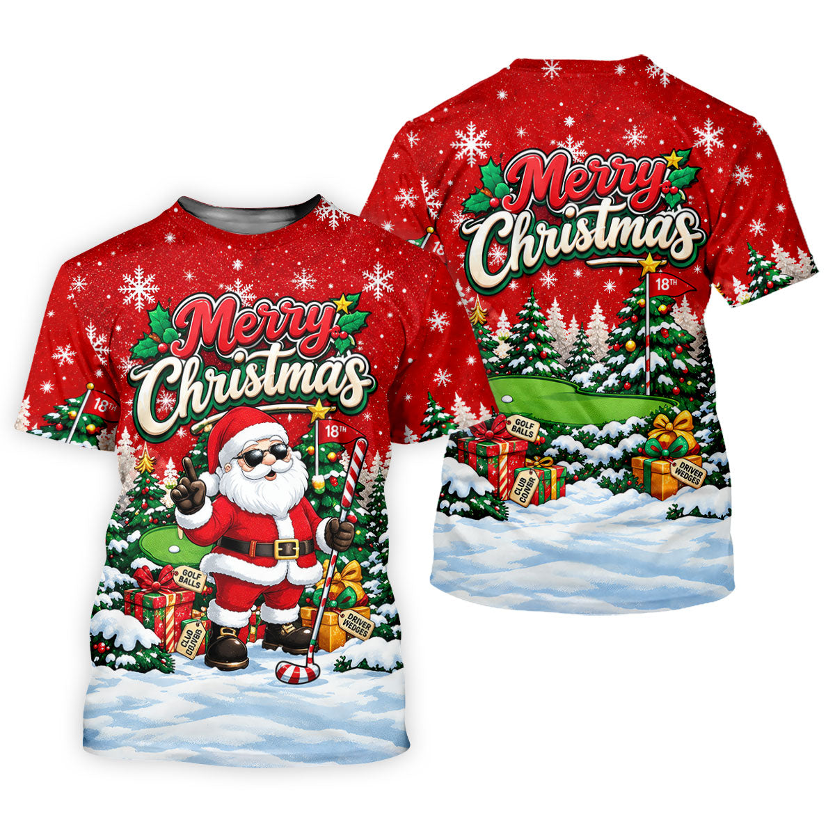 Retro Merry Christmas Script Christmas Golf Shirt, Womens Golf Tops, Ladies Golf Tops
