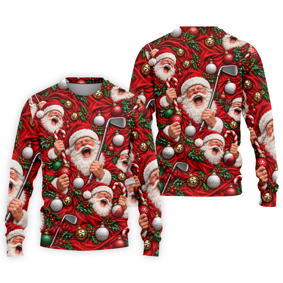 Santa Golf Ornaments Christmas Golf Shirt, Golf Shirts For Men, Mens Golf Shirts