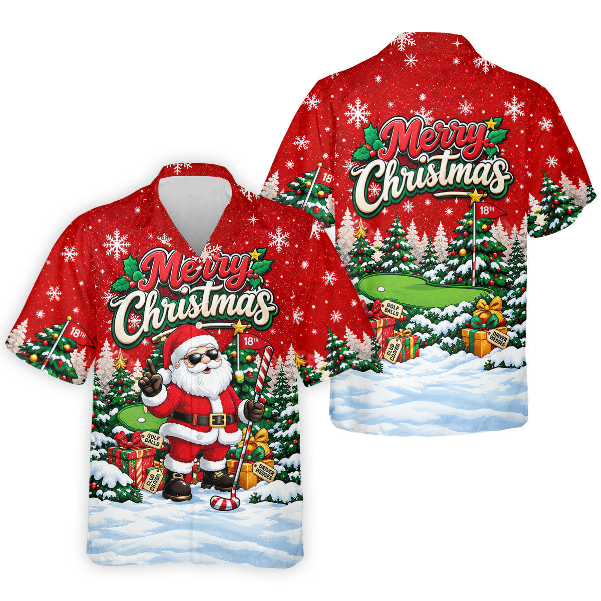 Retro Merry Christmas Script Christmas Golf Shirt, Mens Golf Polo, Mens Golf Shirts