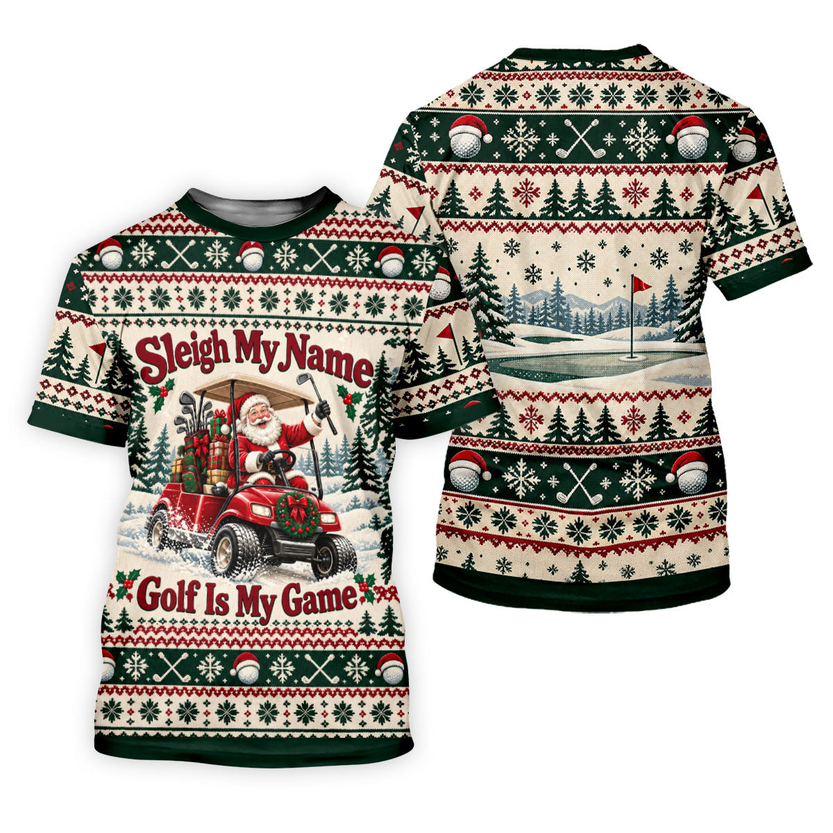 Sleigh My Name Golf Cart Christmas Golf Shirt, Womens Golf Tops, Womens Golf Apparel