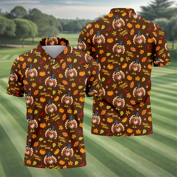 Thanksgiving Turkey Golf Polo Shirt, Mens Golf Polo Shirt, Golf Shirts For Men