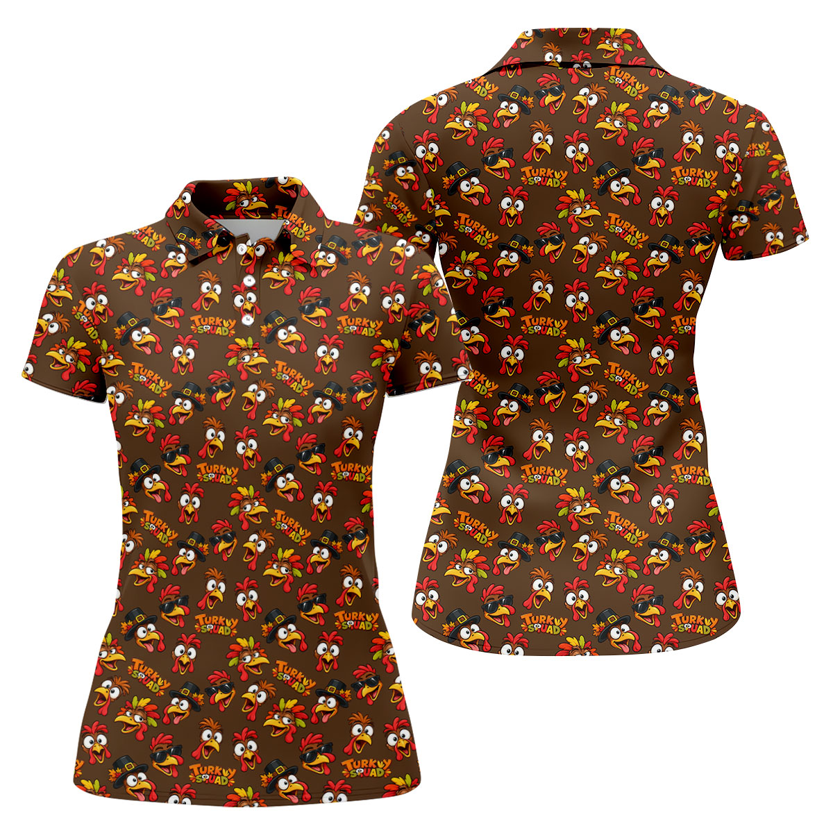 Thanksgiving Turkey Squad Golf Shirt, Womens Golf Apparel, Golf Shirts For Women