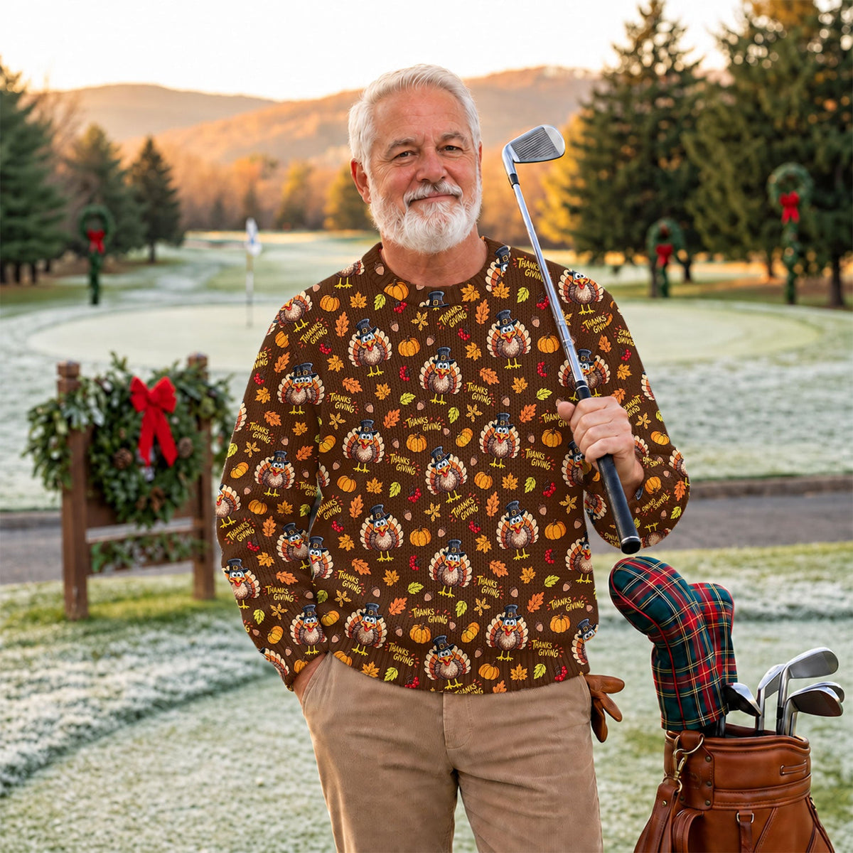 Ugly Christmas Sweater Thanksgiving Thanks Giving, Golf Lover Gifts, Funny Xmas Gift