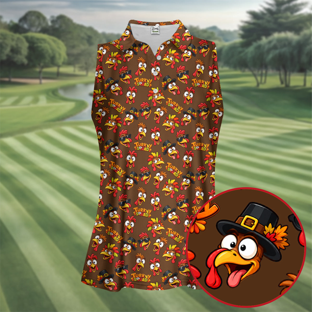 Thanksgiving Turkey Squad Golf Shirt, Womens Golf Apparel, Golf Shirts For Women