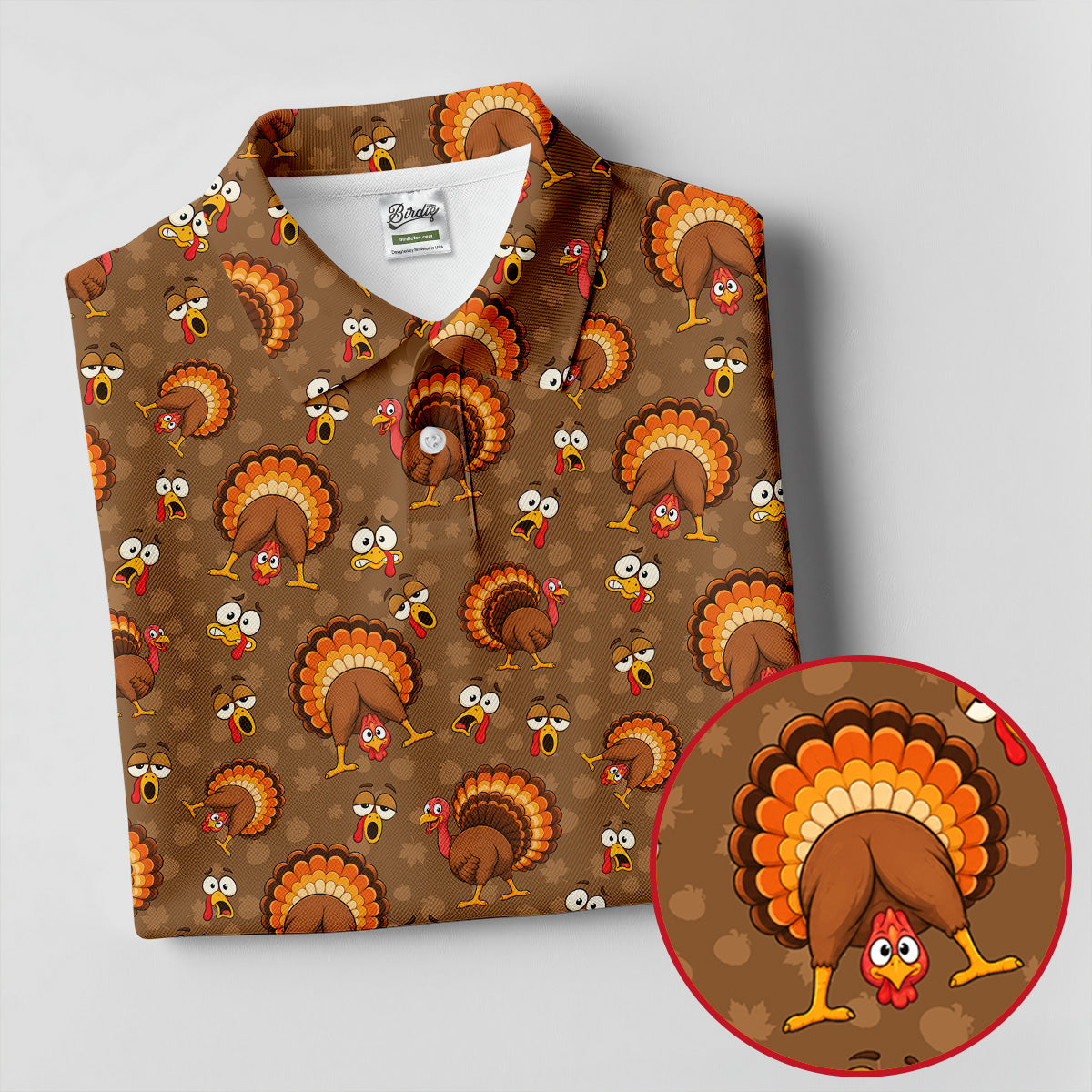 Thanksgiving Fan Tail Turkey Golf Polo Shirt, Womens Golf Apparel, Golf Gifts For Women